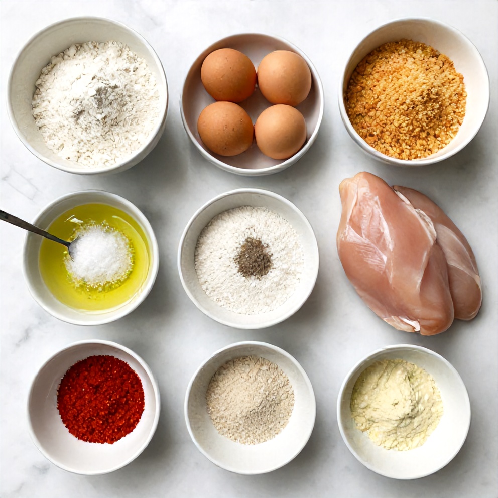 Raw Ingredients for Air Fryer Chicken Cutlets