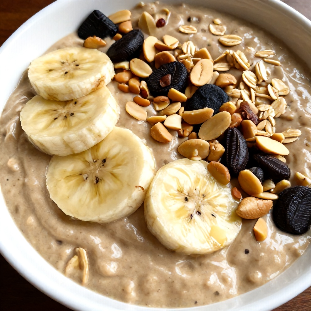 banana peanut butter oat smoothie bowl
