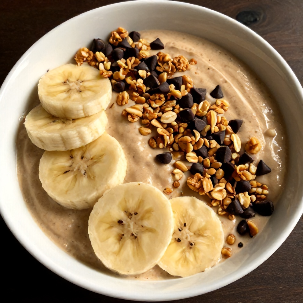 Banana Peanut Butter Oat Smoothie Bowl with Granola