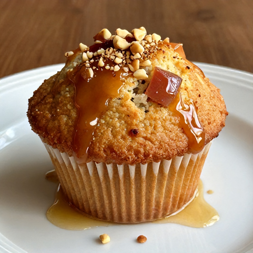 Plated Caramelized Rhubarb Muffins with Fresh Nutmeg Flavor