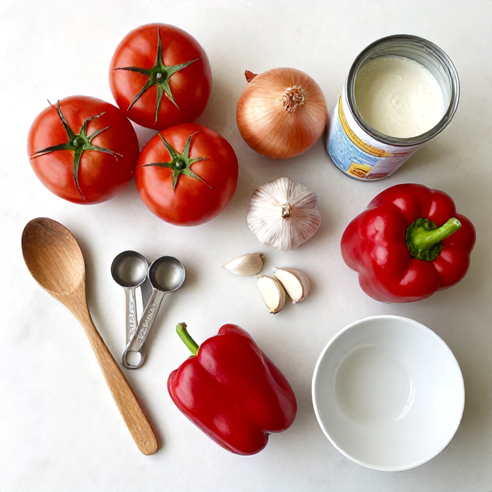 Raw Ingredients for Chilled Roasted Tomato Basil Soup