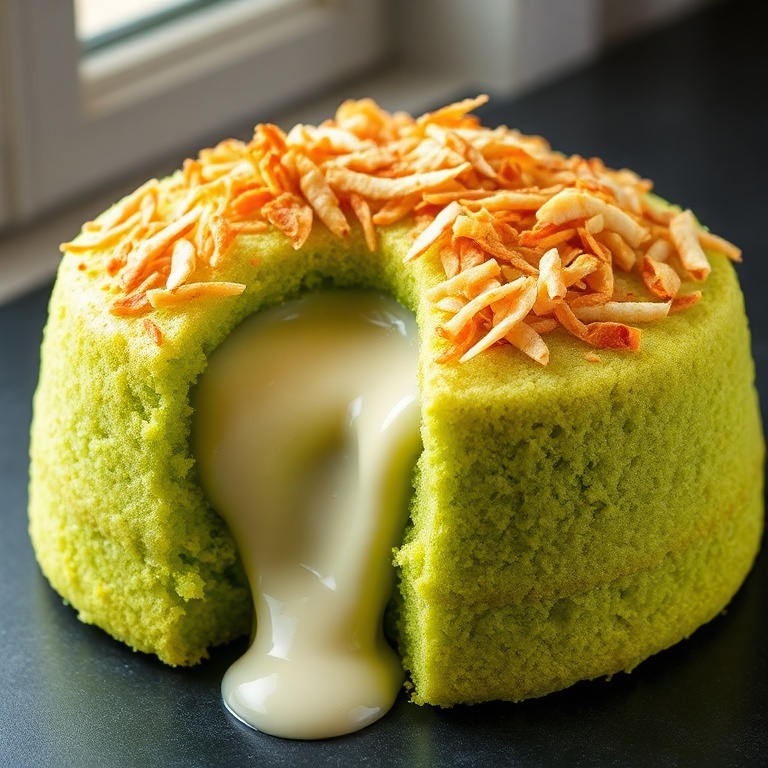 Coconut Pandan Lava Cake Recipe