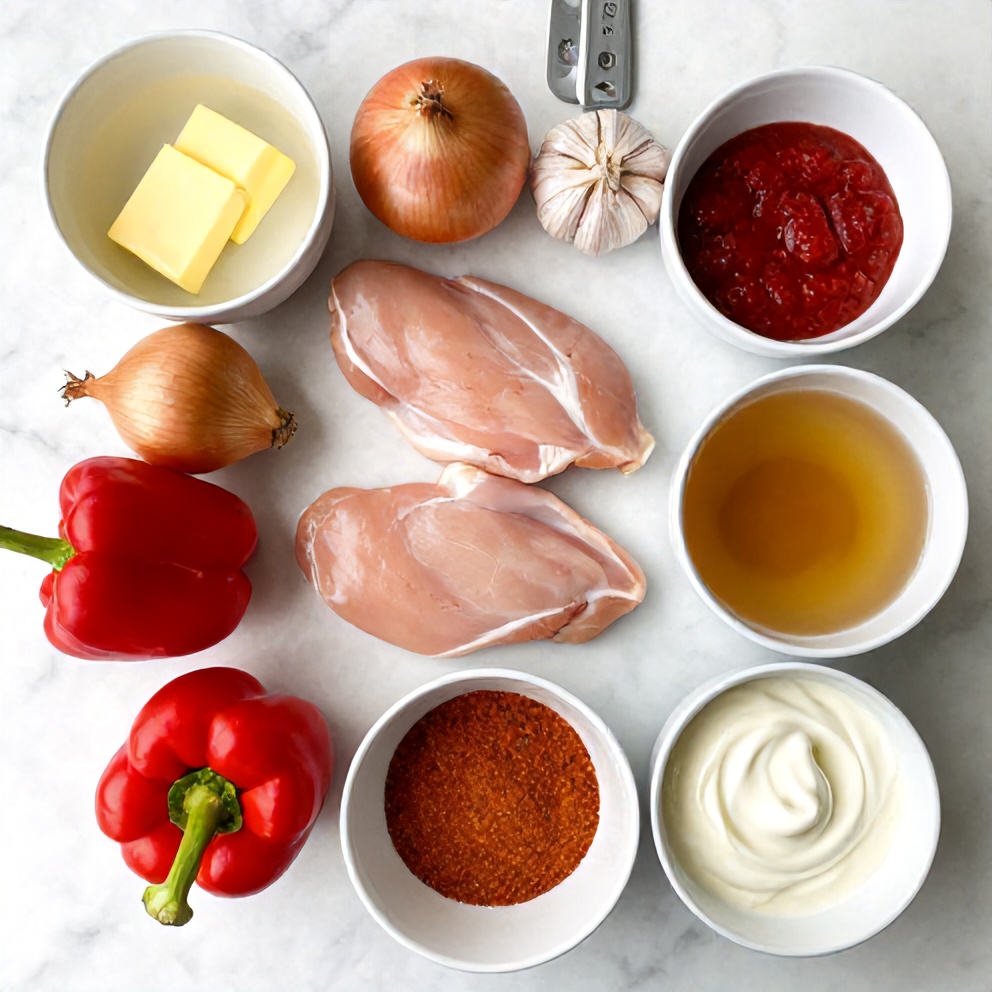 Raw ingredients for Cajun Butter Chicken