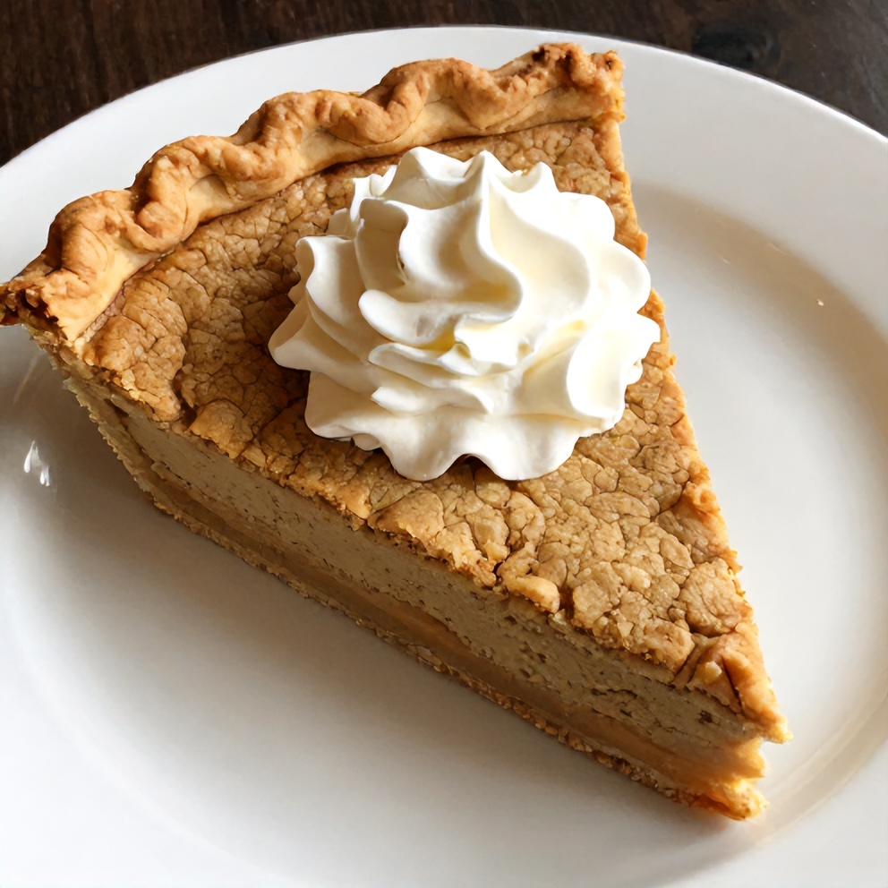 A perfectly plated slice of Samoa Cookie Pie with a dollop of whipped cream