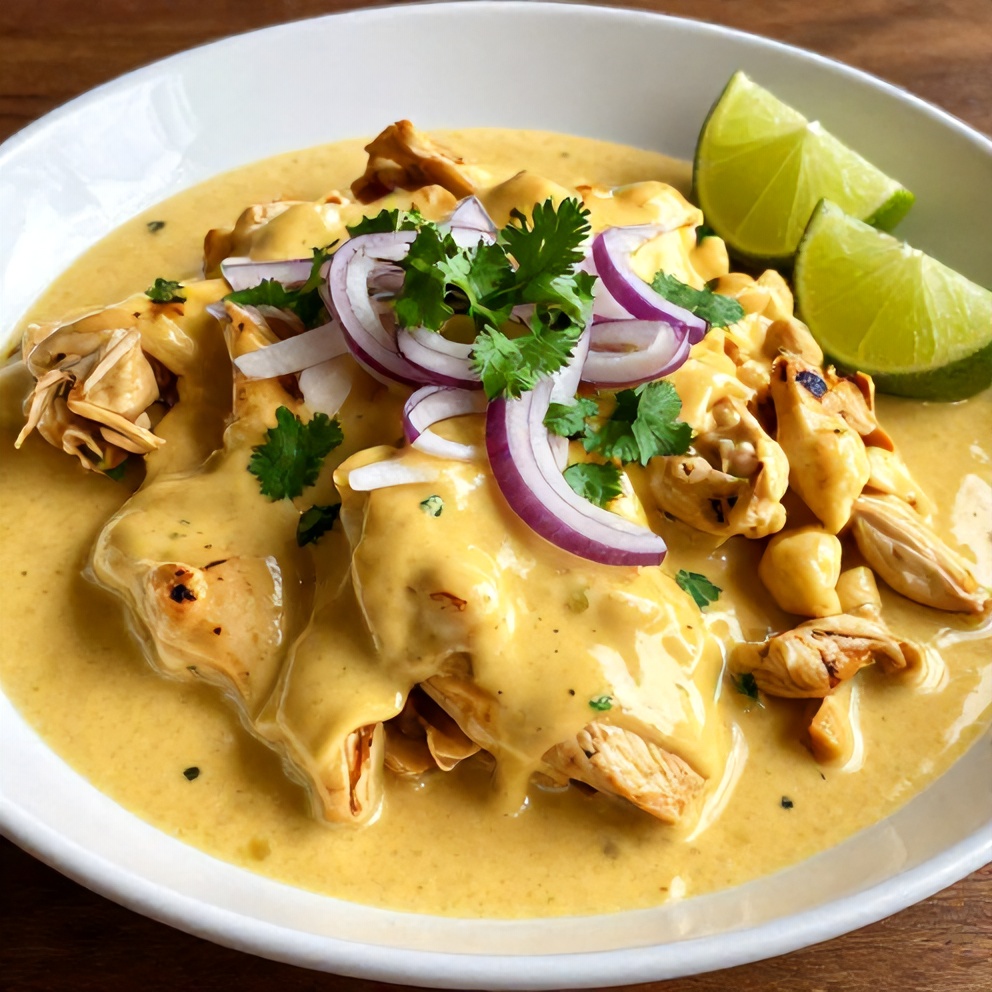 Plated Creamy Ají Amarillo Chicken with Easy Pan Sauce
