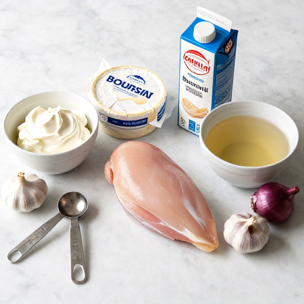 Raw ingredients for Creamy Boursin Chicken