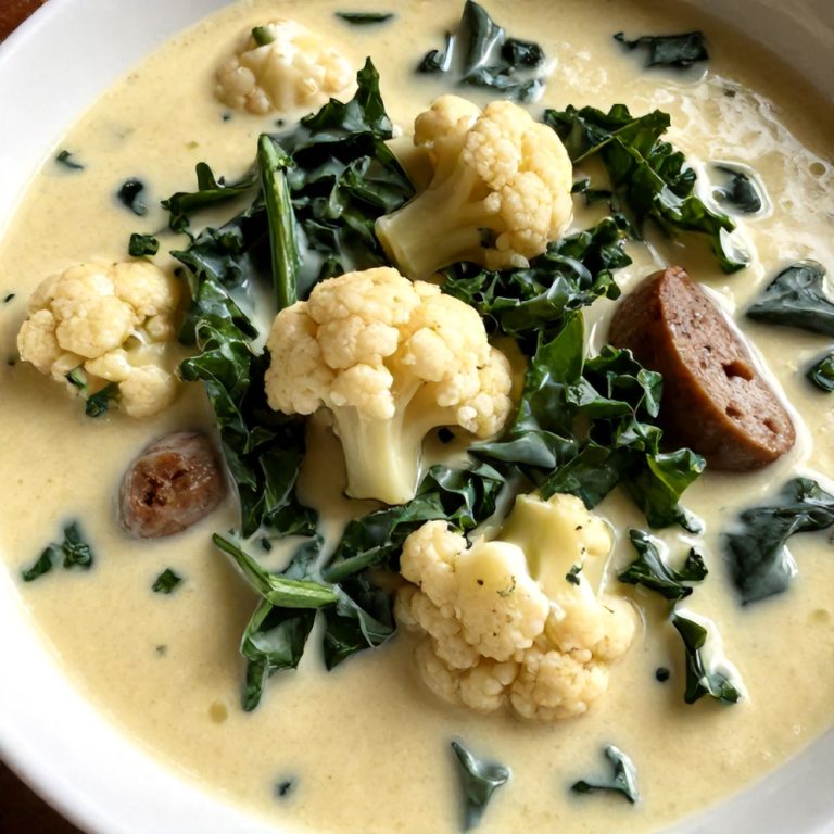 creamy cauliflower sausage kale soup