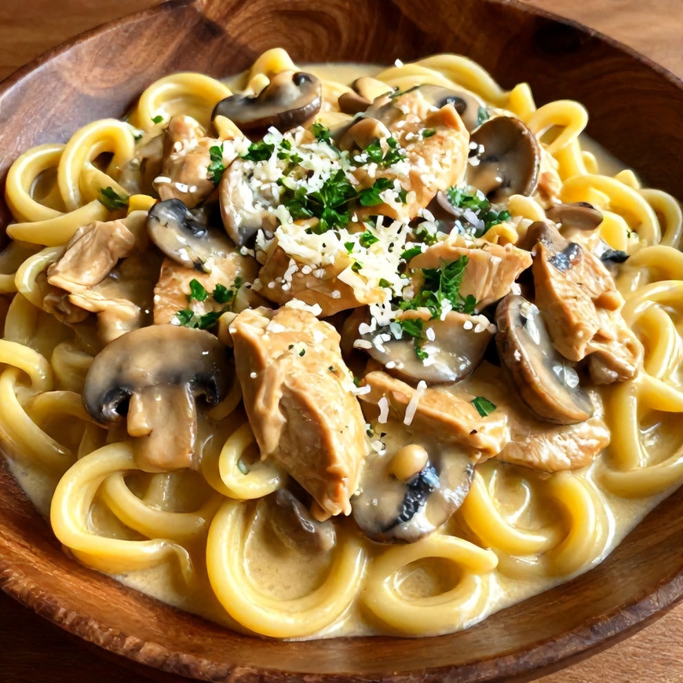 Plate of Creamy Chicken Stroganoff