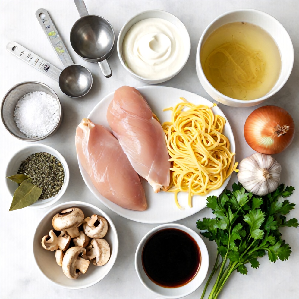 Ingredients for Creamy Chicken Stroganoff