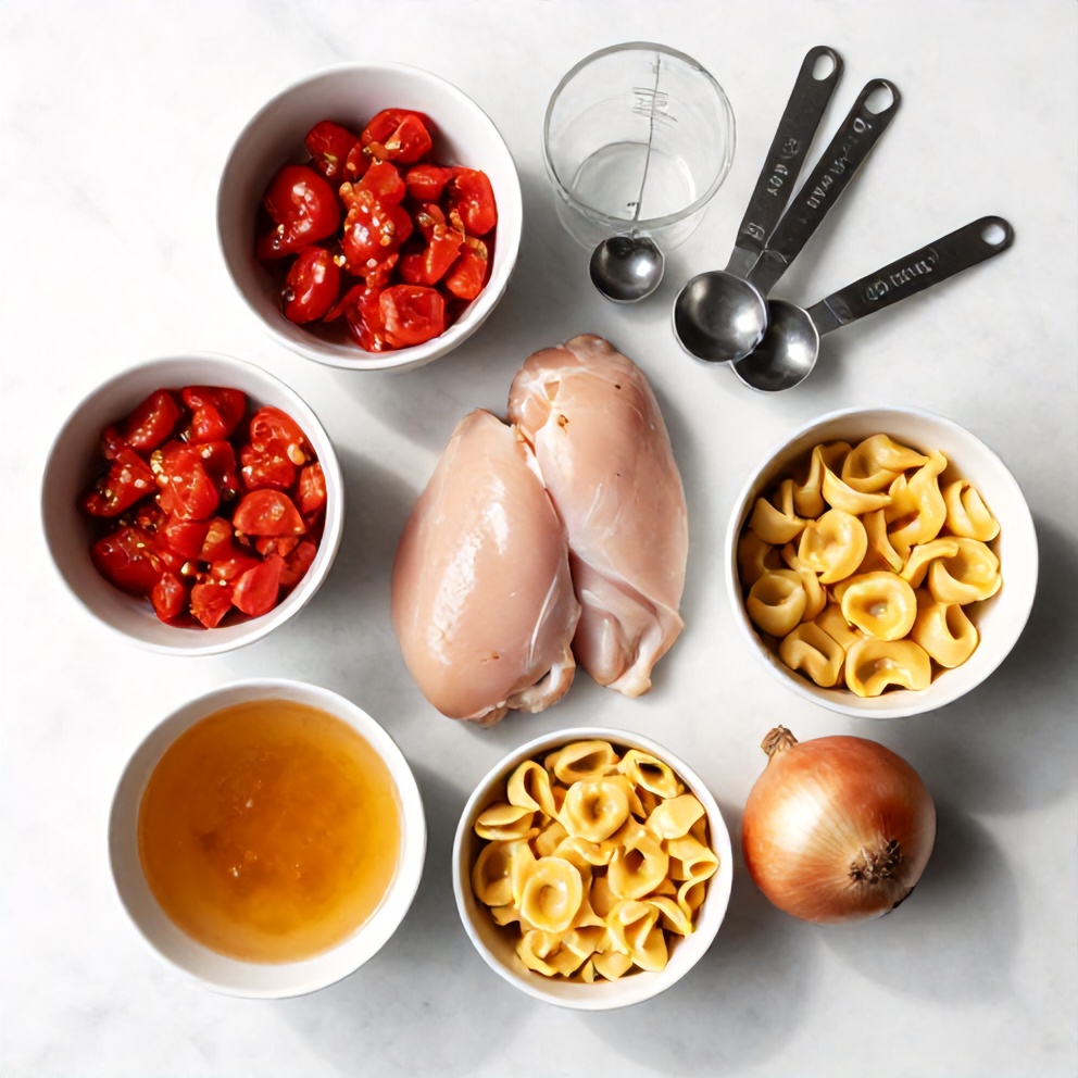Raw ingredients for Crock Pot Chicken Parmesan Soup with Tortellini