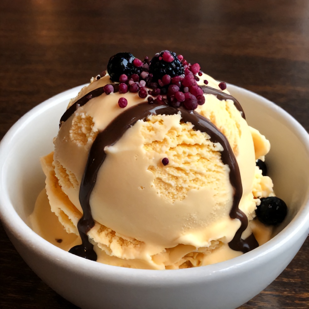 Scoop of Creamy Honey Lavender Ice Cream