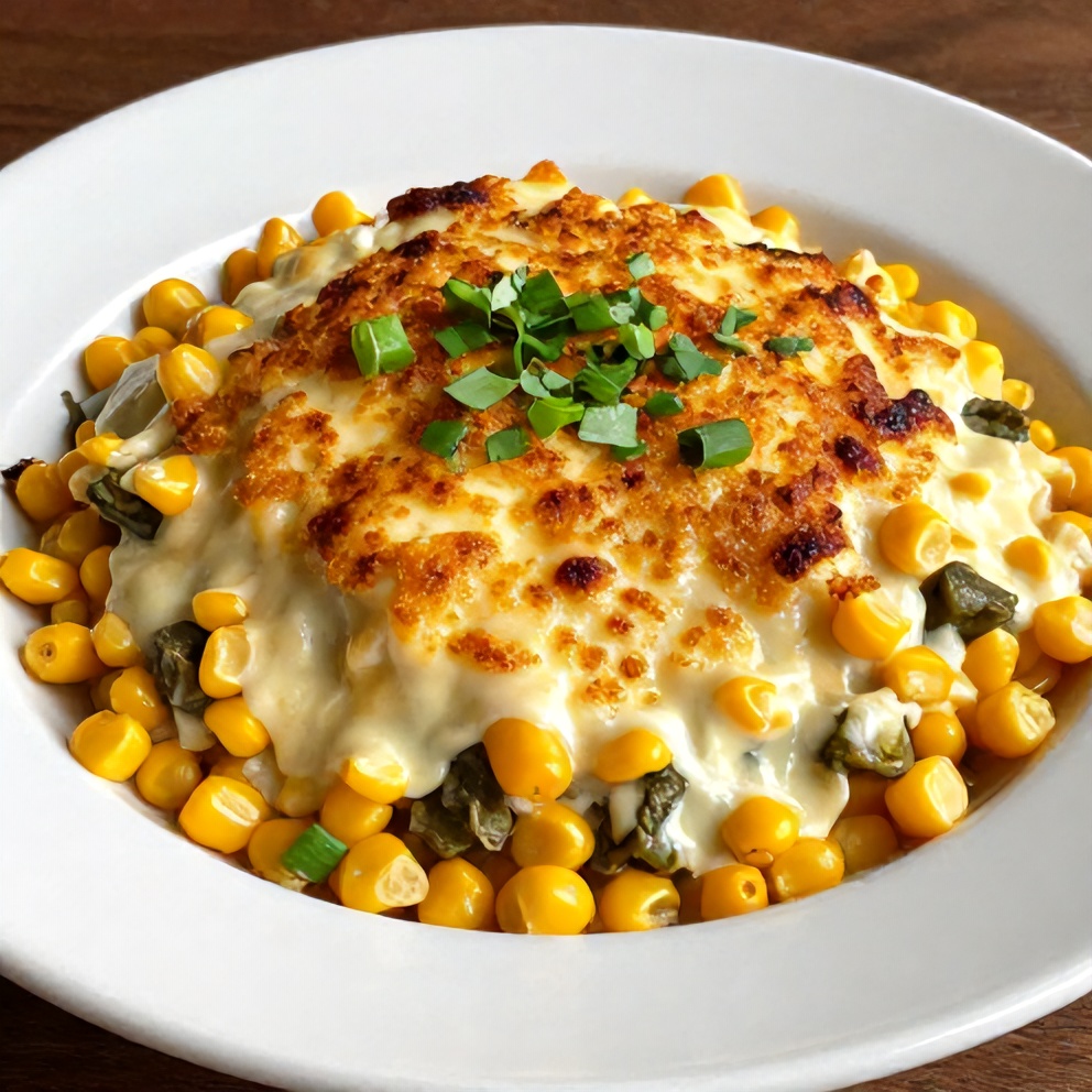 Served Jalapeno Popper Corn Casserole on a plate