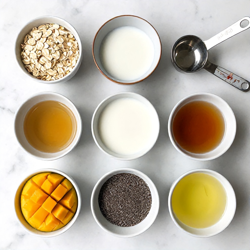 Raw ingredients for Pandan Coconut Overnight Oats