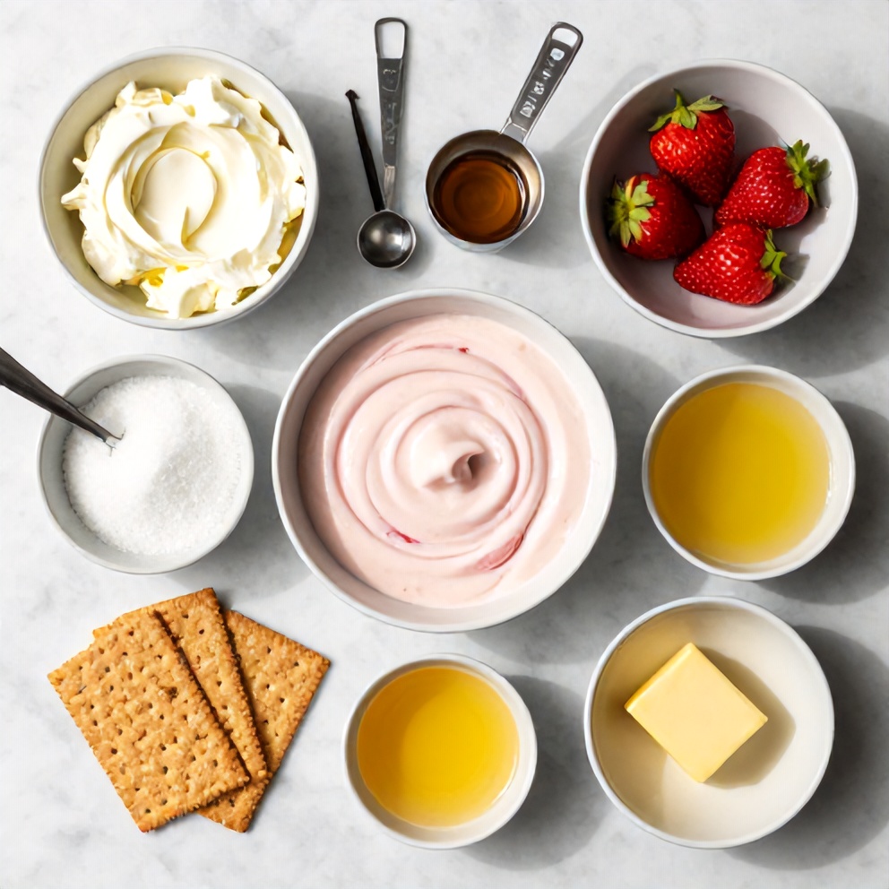 Creamy Strawberry Swirl Cheesecake Ingredients