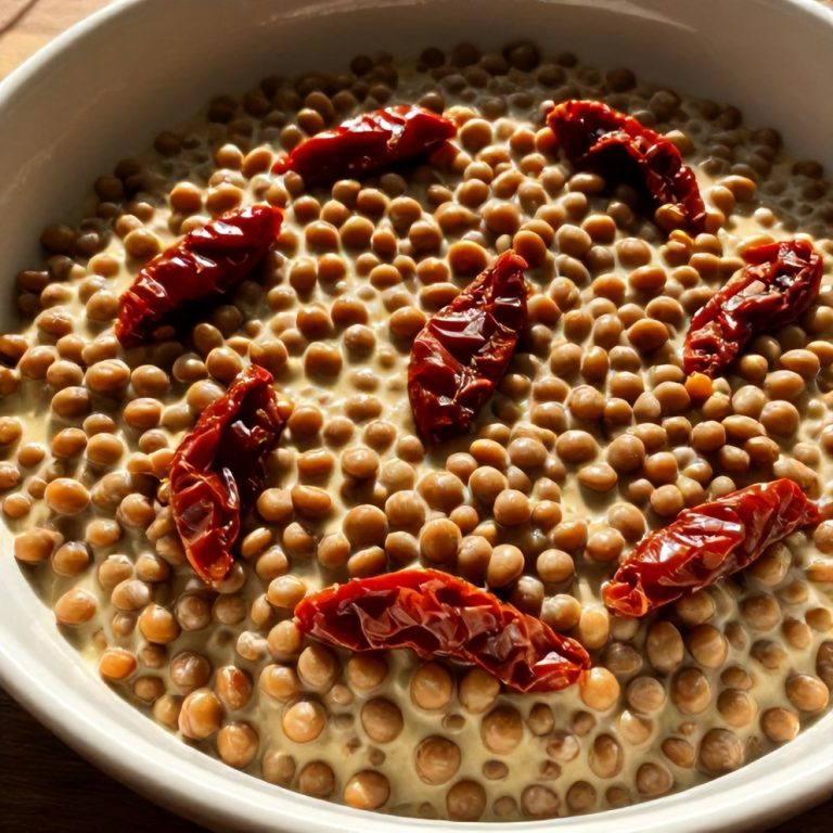 creamy sundried tomato lentils
