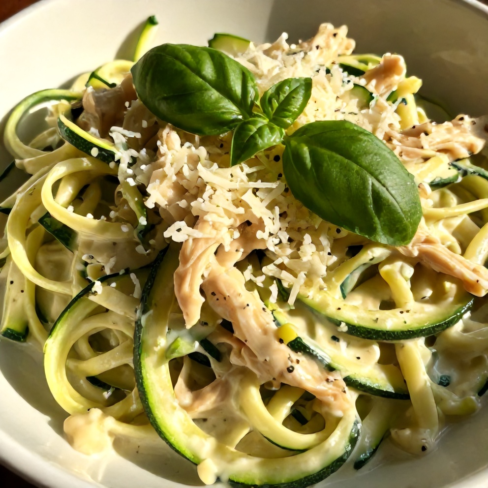 Creamy Zucchini Noodle Chicken Alfredo