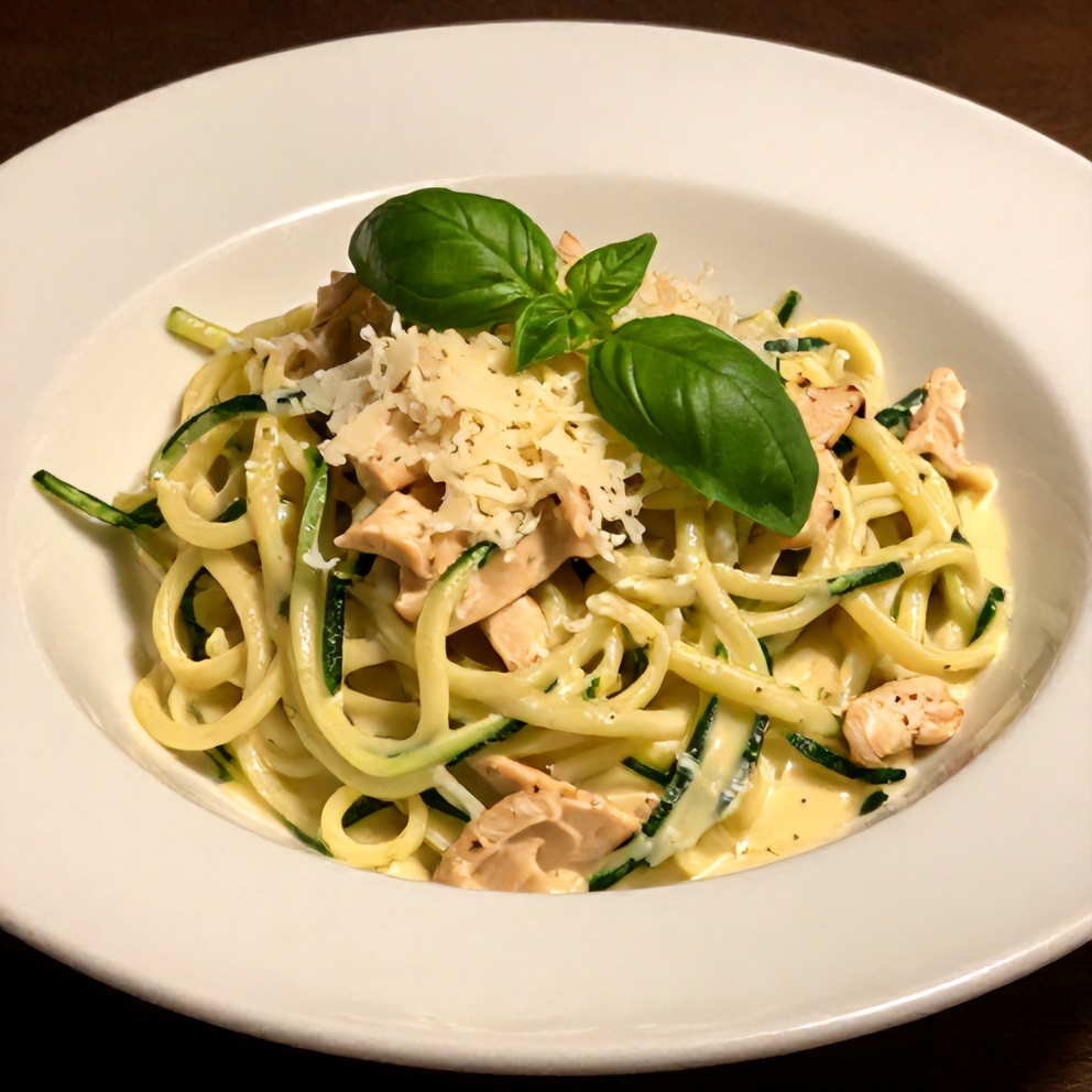 Creamy Zucchini Noodle Chicken Alfredo Final Dish