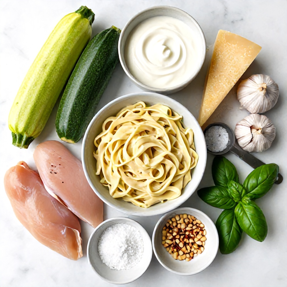 Creamy Zucchini Noodle Chicken Alfredo Ingredients