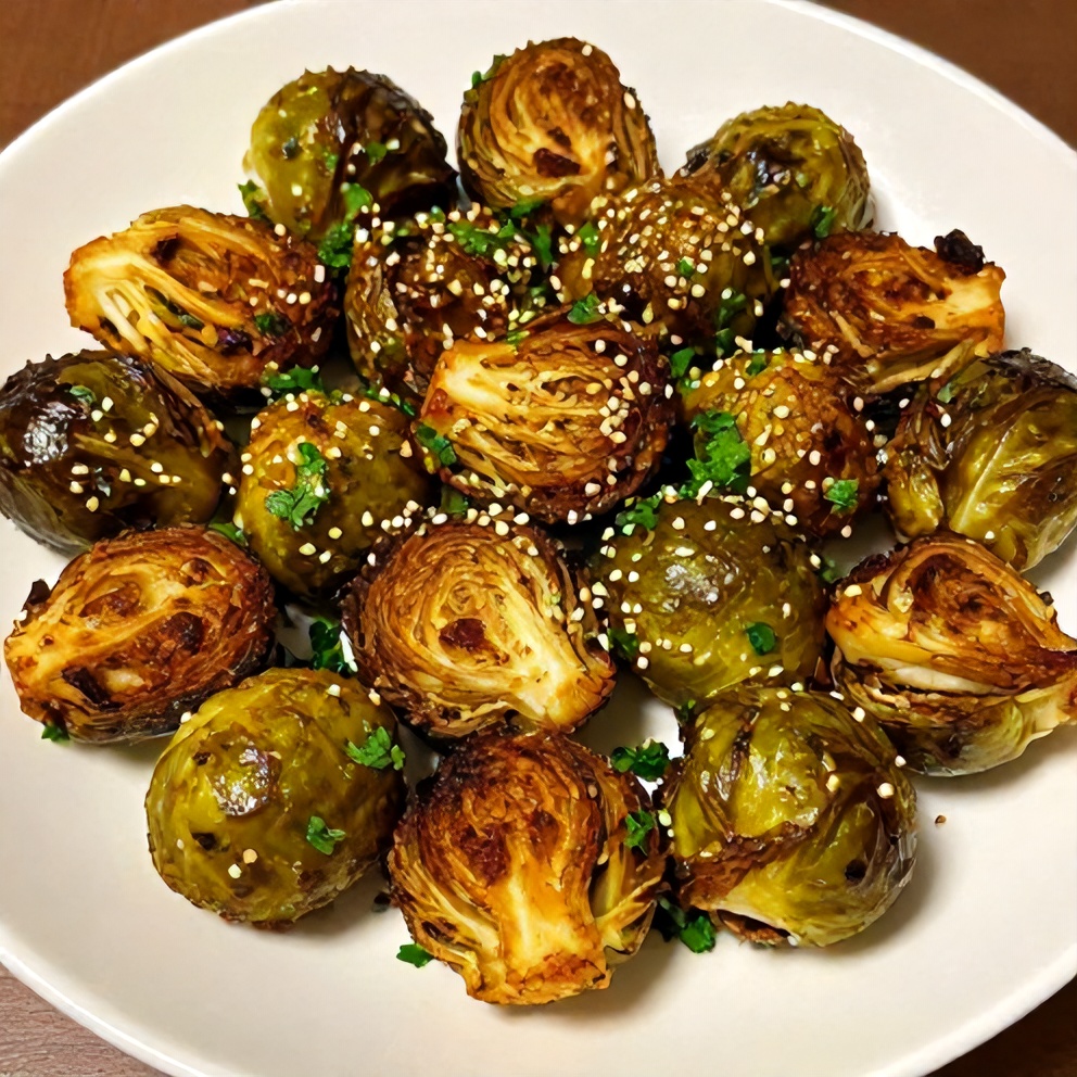 Crispy Air Fryer Brussels Sprouts with Honey and Spice