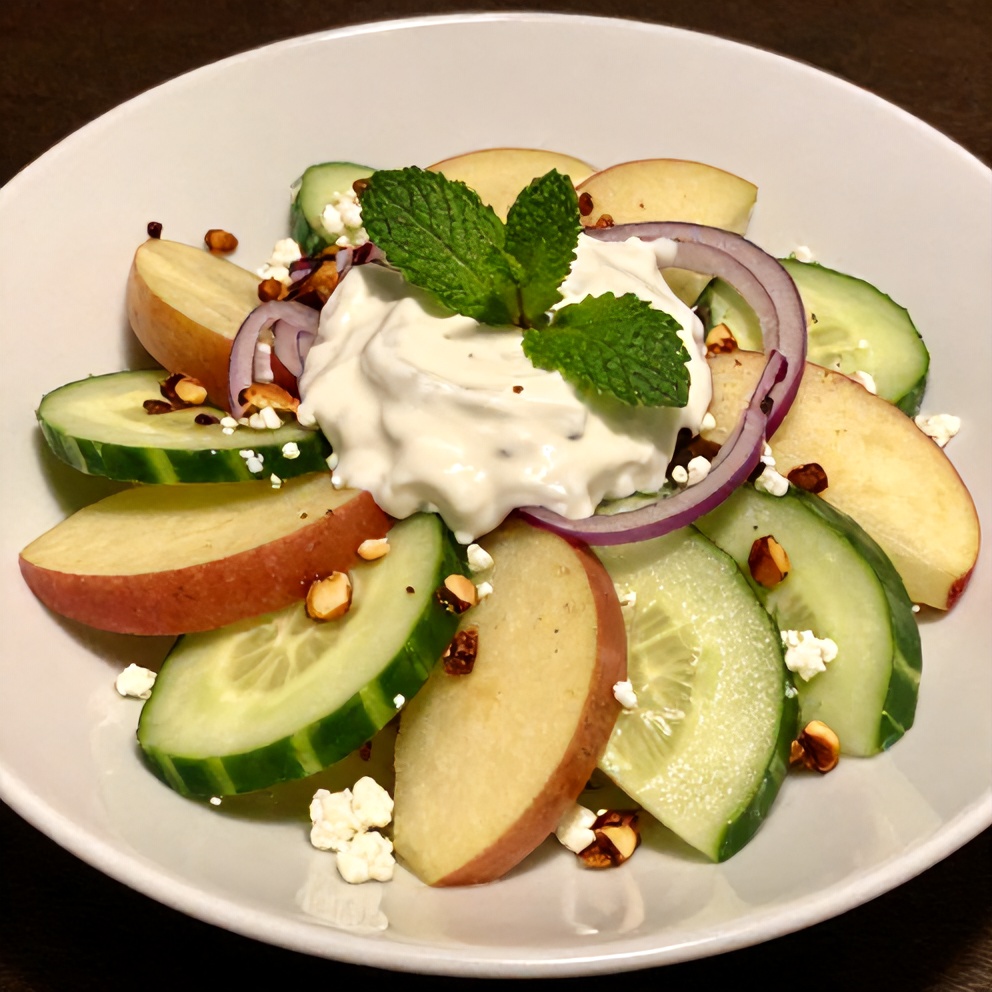 Apple Cucumber Salad with Mint Yogurt Dressing