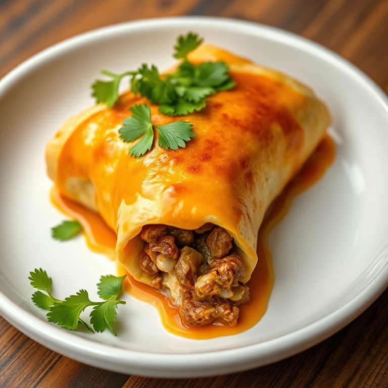 Crispy Beef Cheese Chimichangas