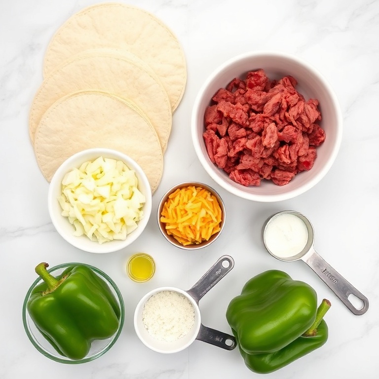 Ingredients for Crispy Beef Cheese Chimichangas