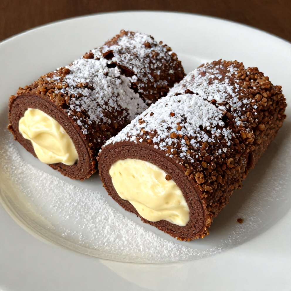 Chocolate Rolls with Creamy Vanilla Filling