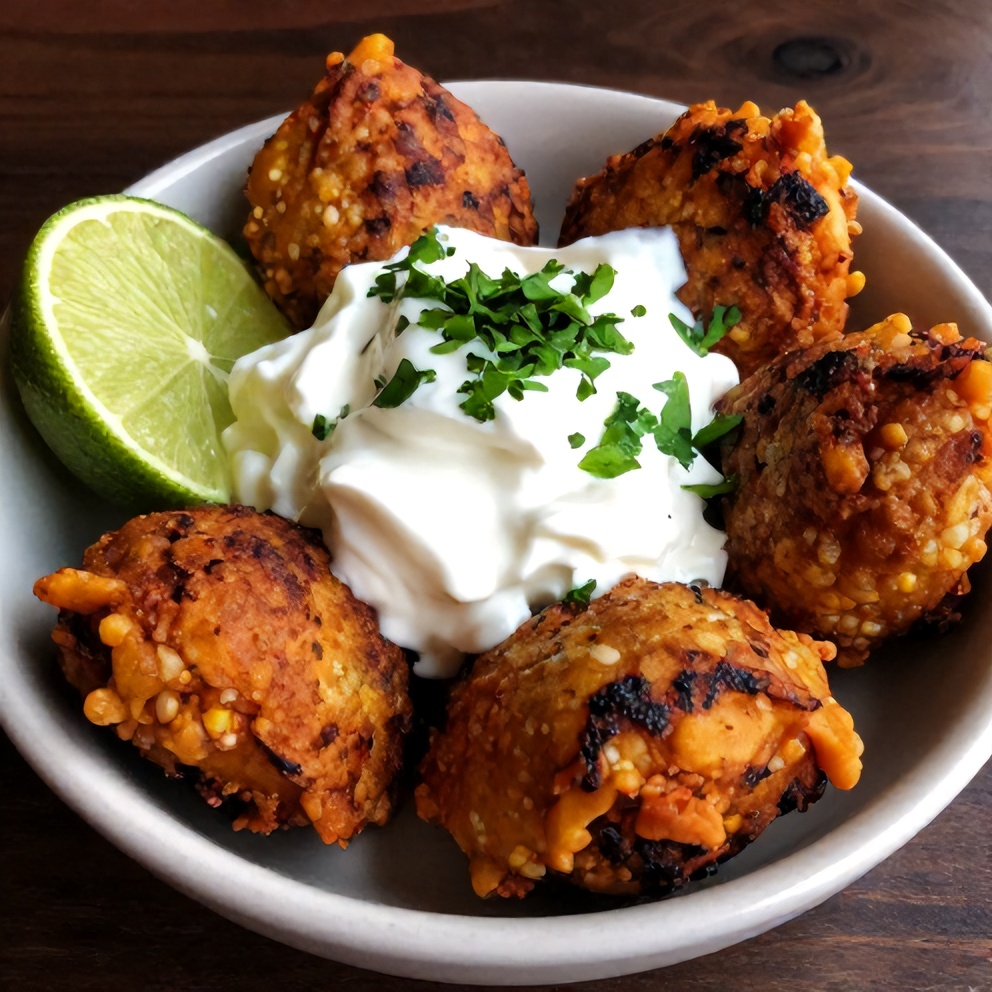 Mexican Street Corn Fritters with Spicy Lime Sauce