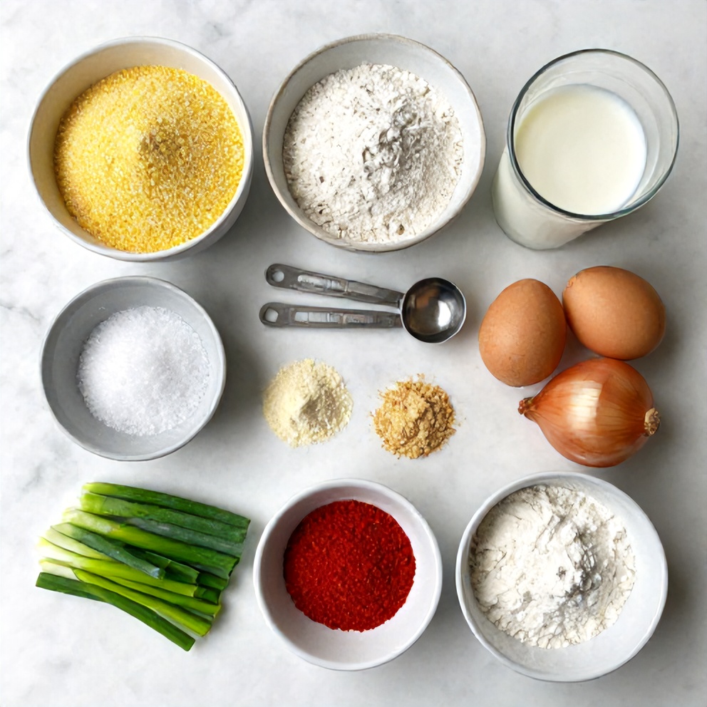 Hushpuppy ingredients on a marble surface