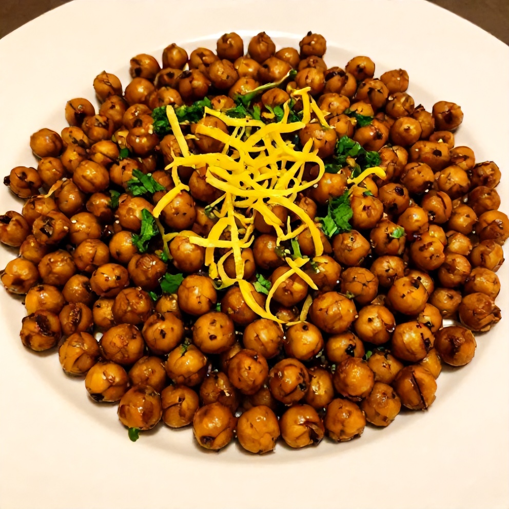 Plated Za'atar Roasted Chickpeas with Lemon Zest