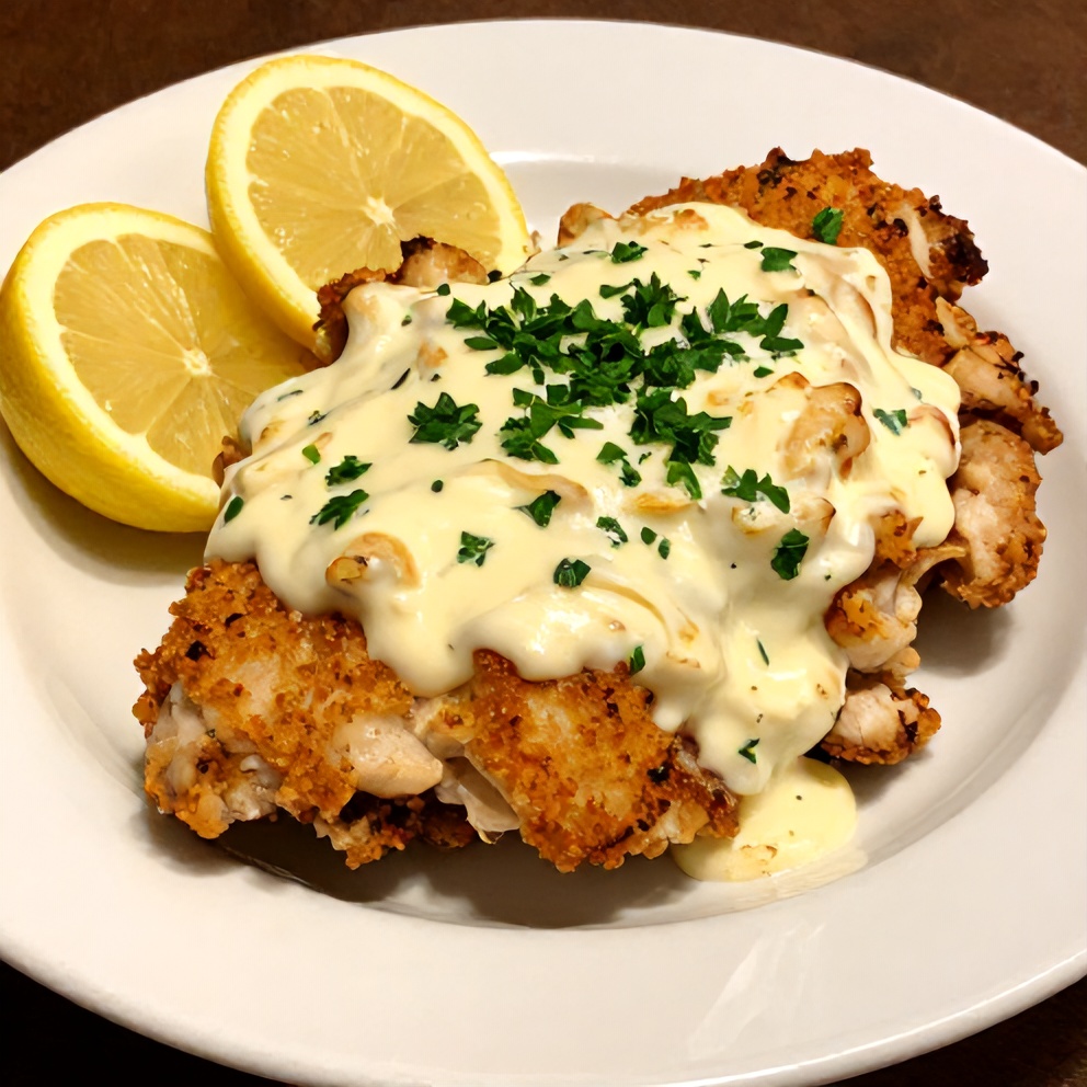 Plated baked sour cream and onion chicken