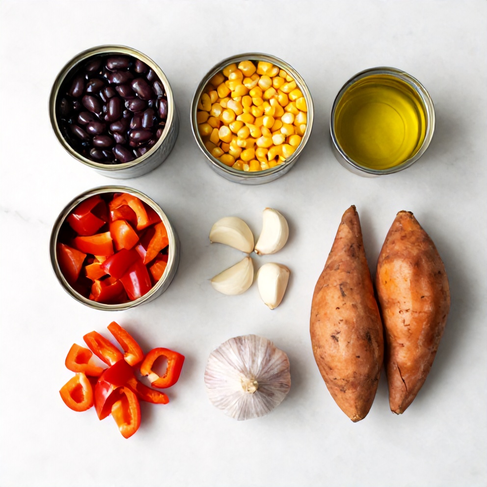 Ingredients for Black Bean Stuffed Sweet Potatoes