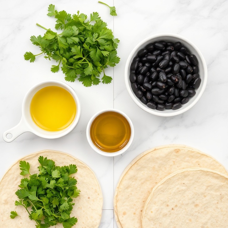 Ingredients for Easy Black Bean Tacos with Creamy Cilantro Sauce