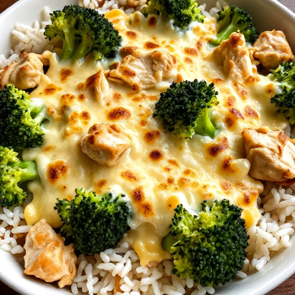 easy cheesy broccoli chicken and rice crockpot
