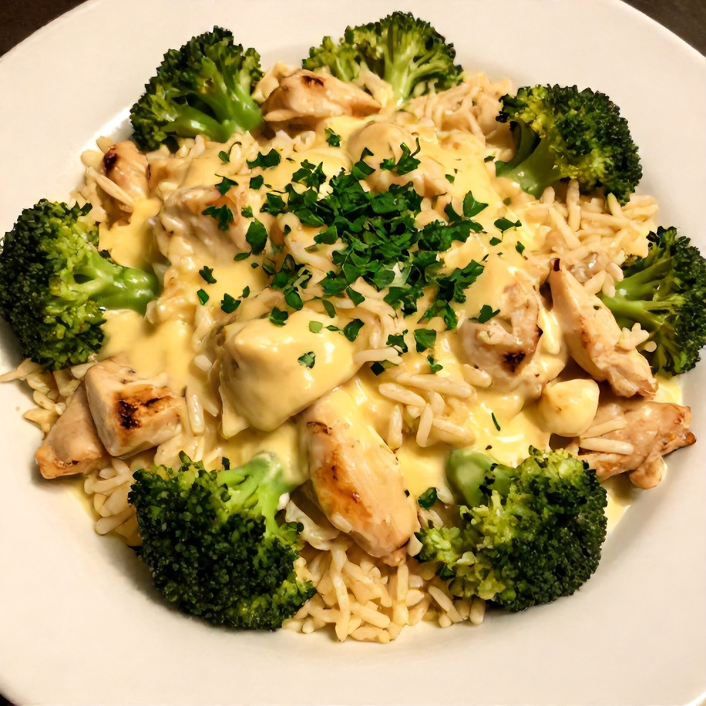 Cheesy Broccoli Chicken and Rice Crockpot Dinner Ready to Serve