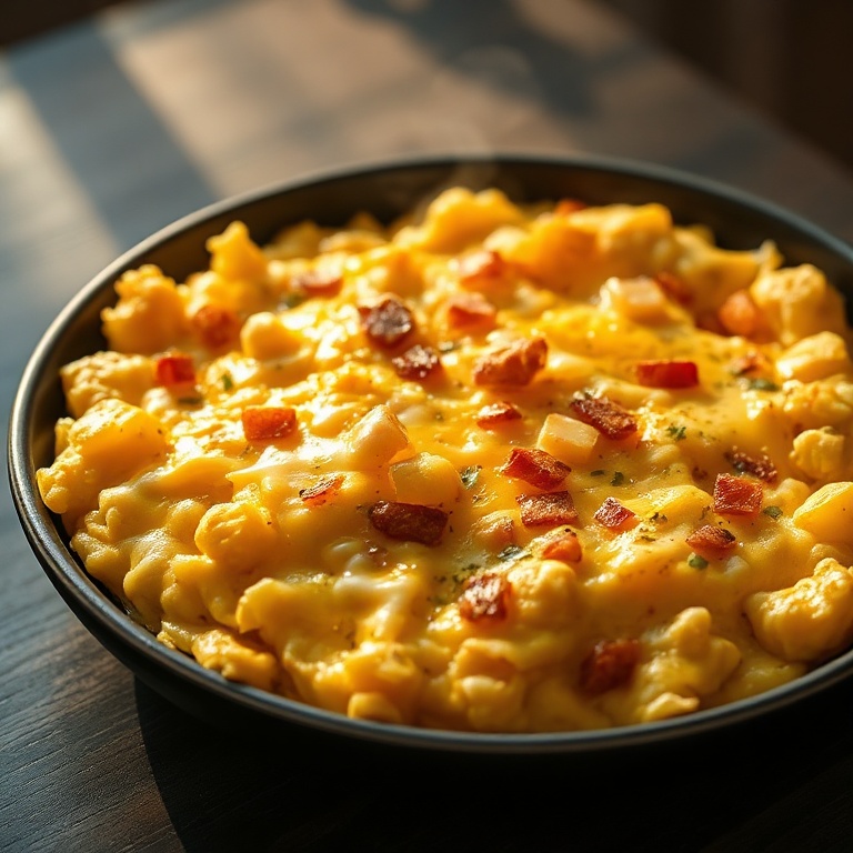 easy cheesy potato egg scramble