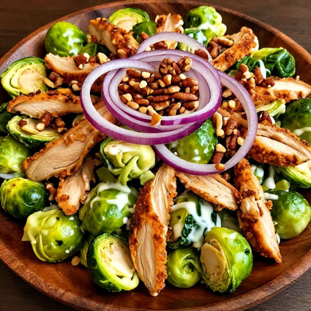 Chicken Brussels Sprout Salad with Cranberries and Parmesan