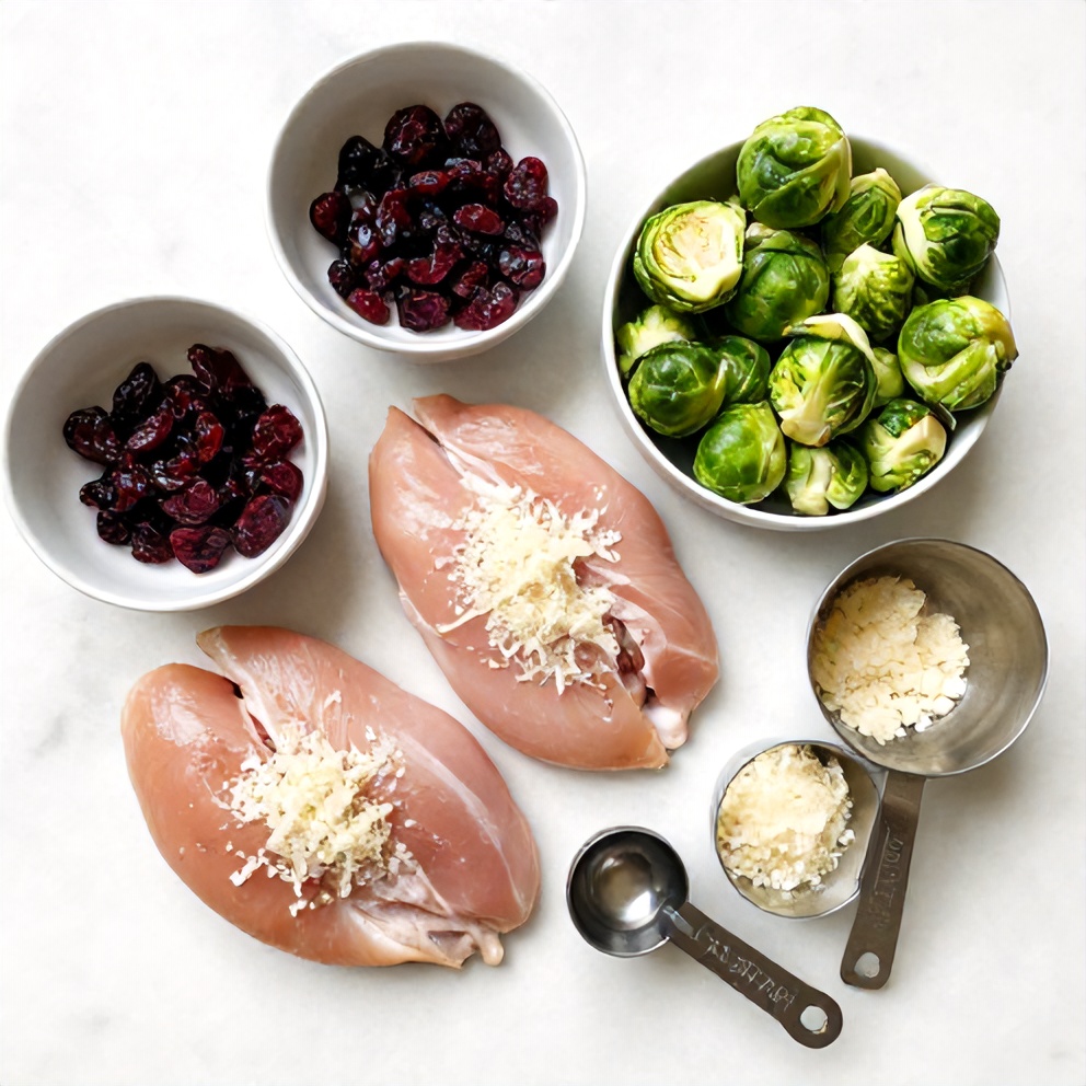 Raw ingredients for Chicken Brussels Sprout Salad