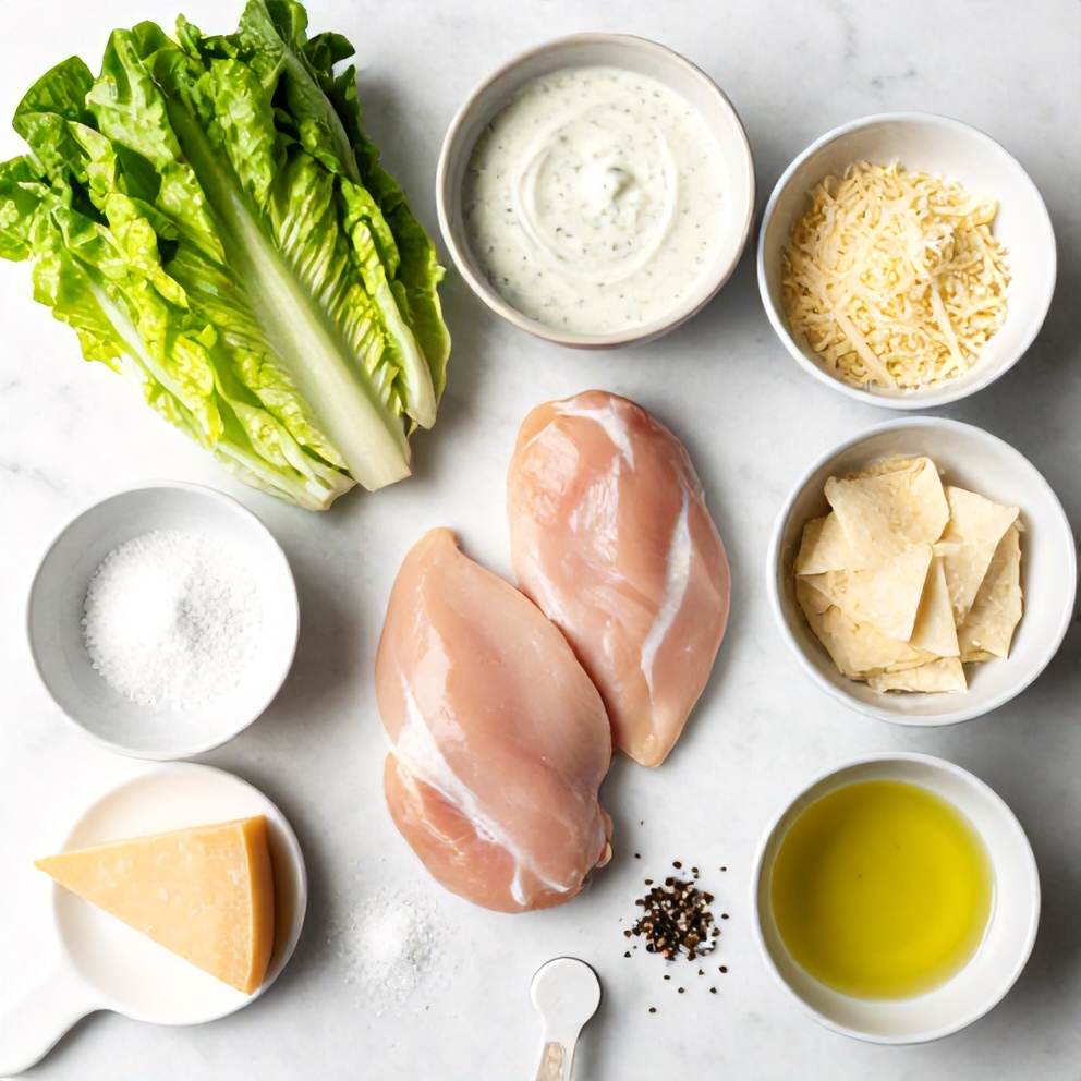 Raw ingredients for Chicken Caesar Wrap