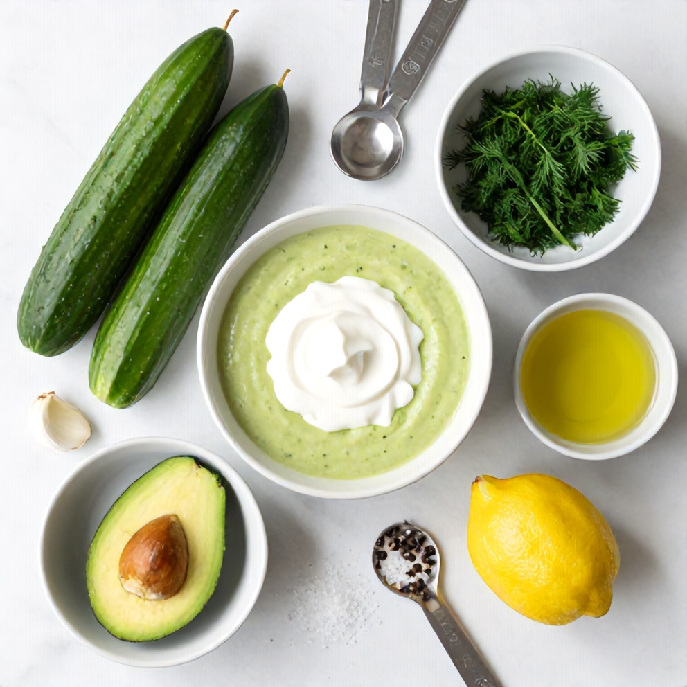 Raw Ingredients for Cucumber Avocado Soup