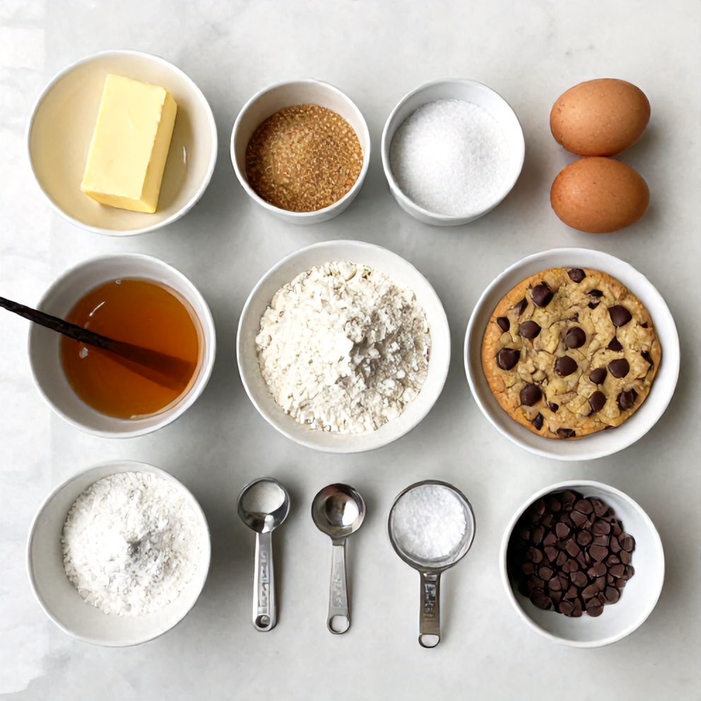 Ingredients for Easy Chocolate Chip Cookie Pie