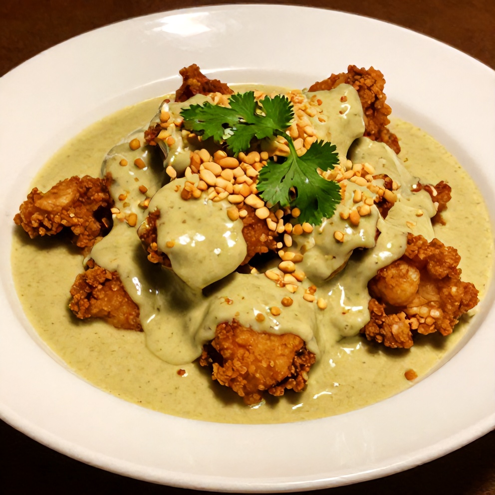 Plated Coconut Chicken with Thai Sauce