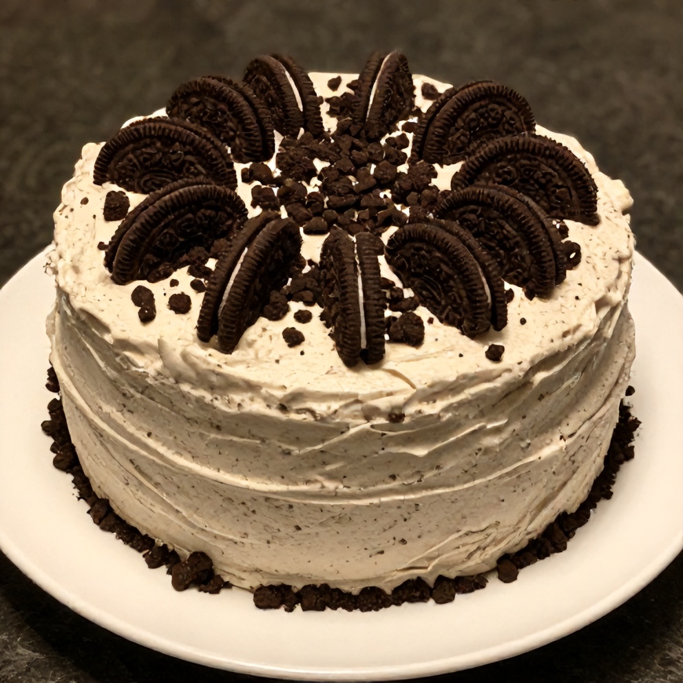 Sliced Cookies and Cream Cake on a plate