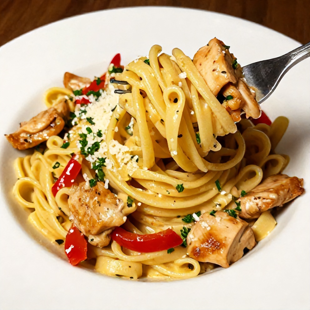 Plated Creamy Cajun Chicken Pasta