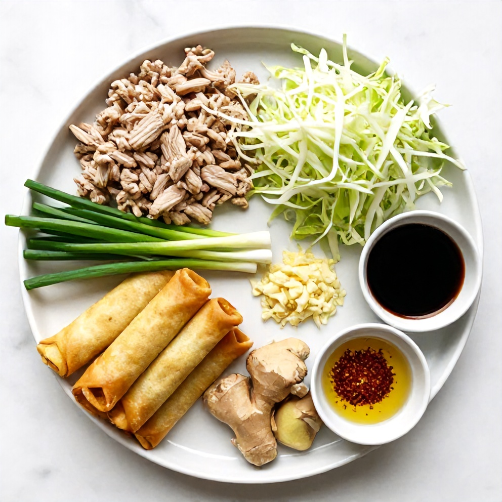 Raw ingredients for easy egg roll in a bowl