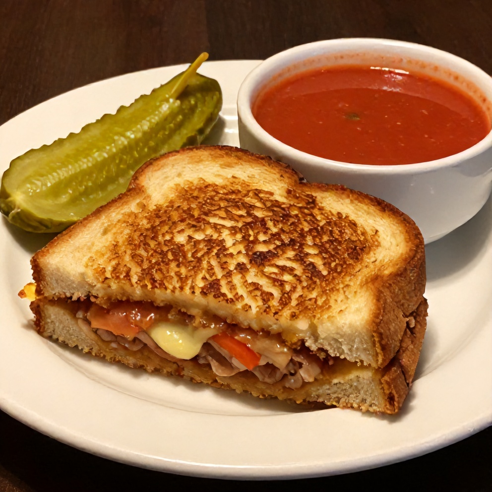 Grilled cheese sandwich with tomato soup