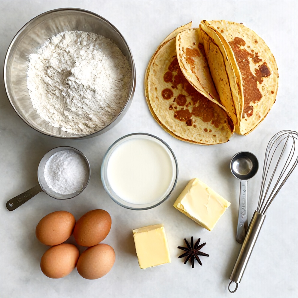 Raw ingredients for pancake tacos