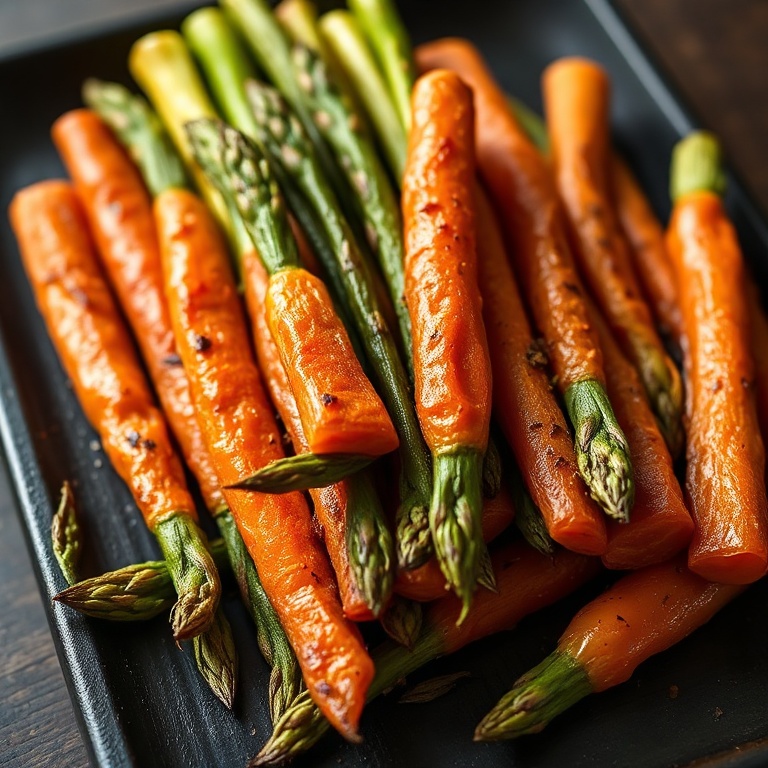 easy crispy roasted asparagus and carrots