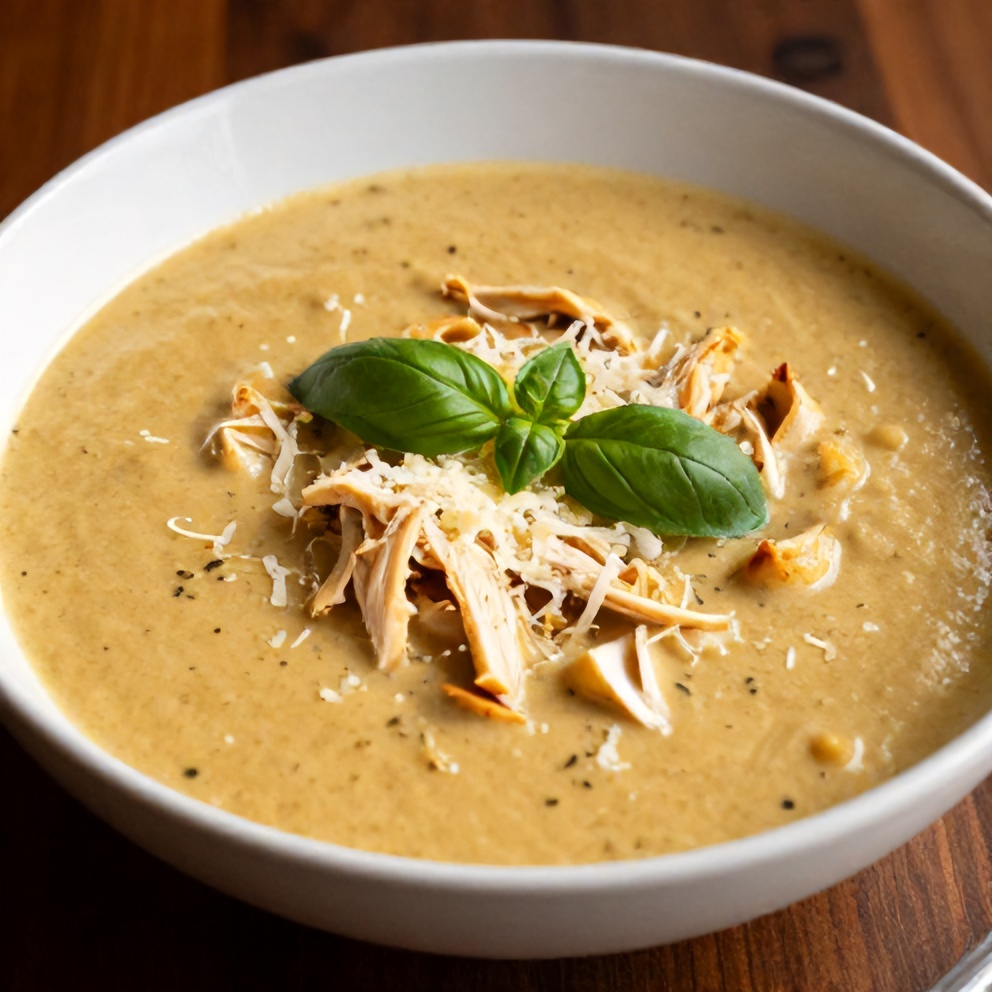 Crock Pot Chicken Parmesan Soup Served