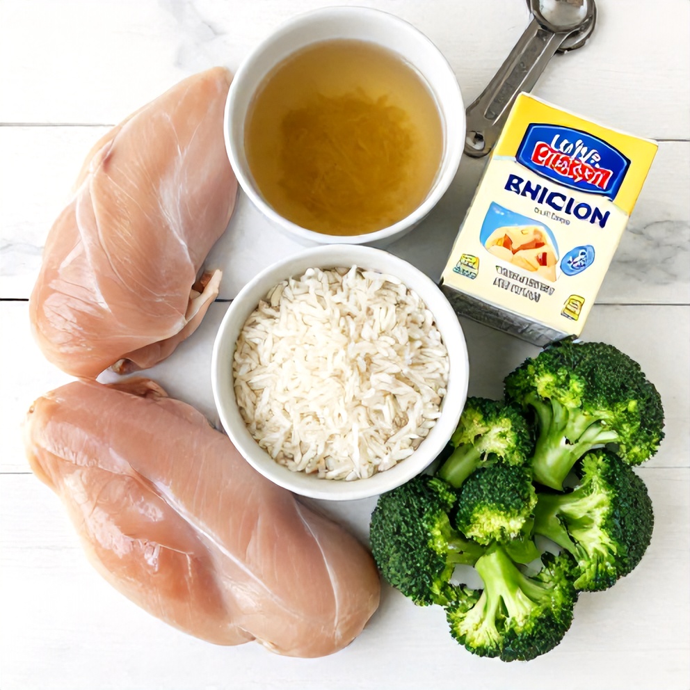 Ingredients for Easy Crockpot Chicken and Rice Dinner